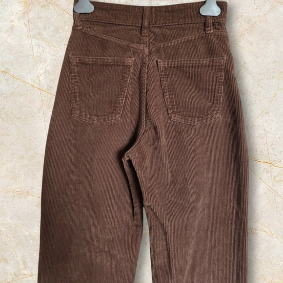 ZARA Women's Brown High Waist Straight Leg Corduroy Pants - Picture 16 of 16